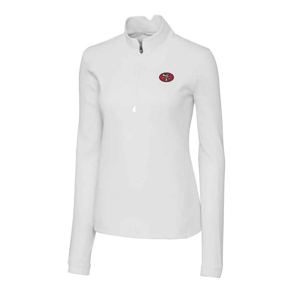 San Francisco 49ers Cutter & Buck Women's Traverse Stretch Quarter-Zip Pullover Top White