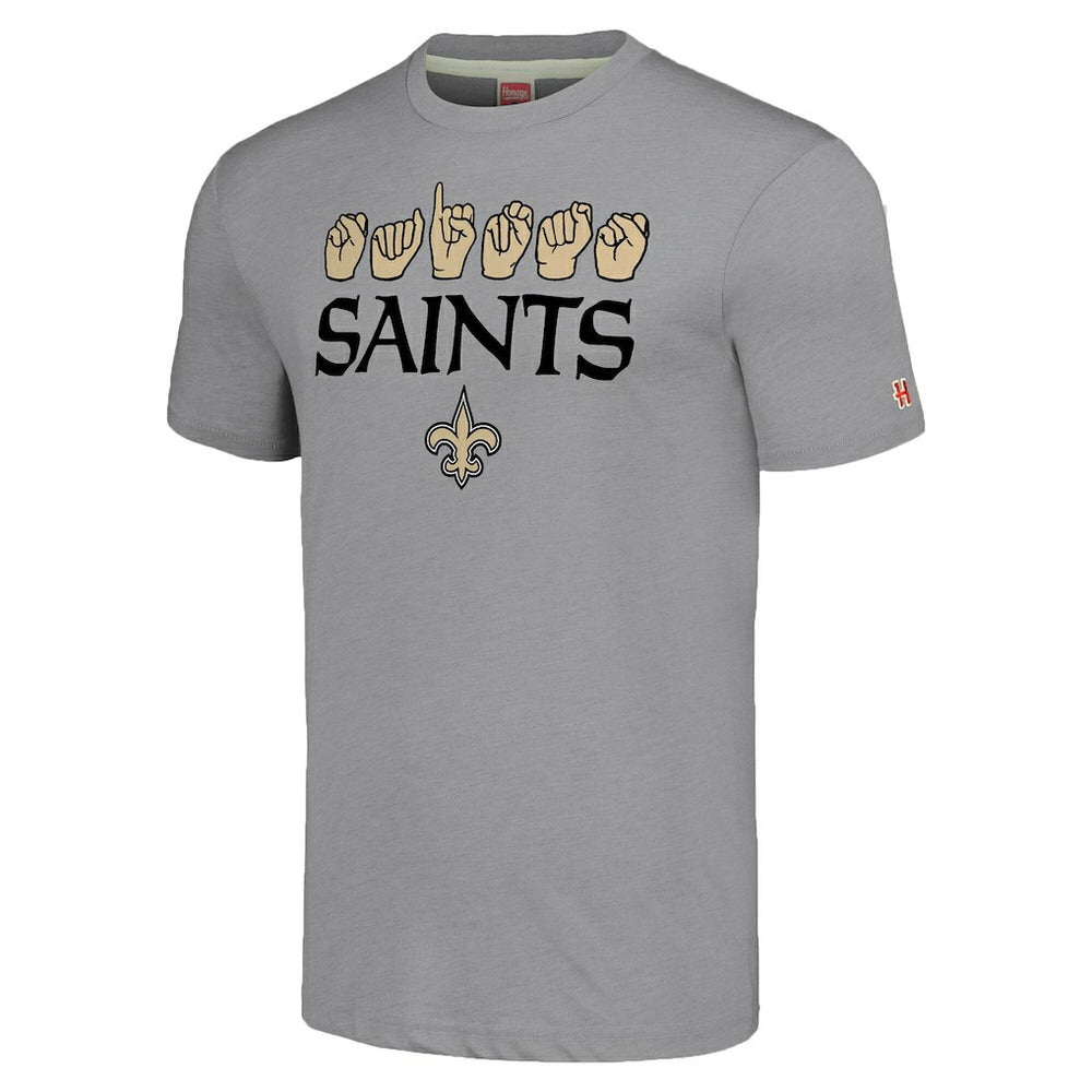 New Orleans Saints Homage Unisex The NFL ASL Collection by Love Sign American Sign Language T-Shirt Grey