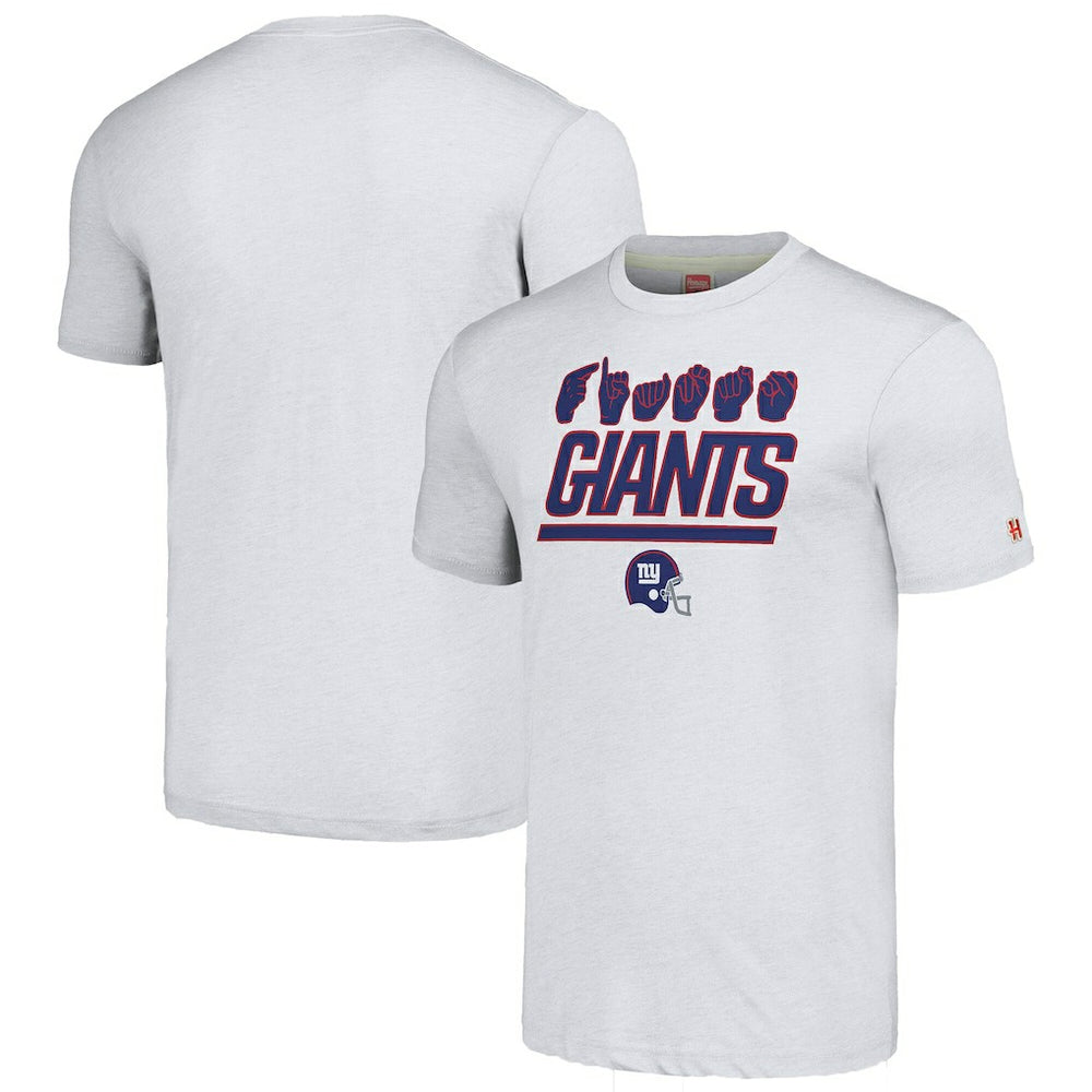 New York Giants Homage Unisex The NFL ASL Collection by Love Sign American Sign Language T-Shirt Ash