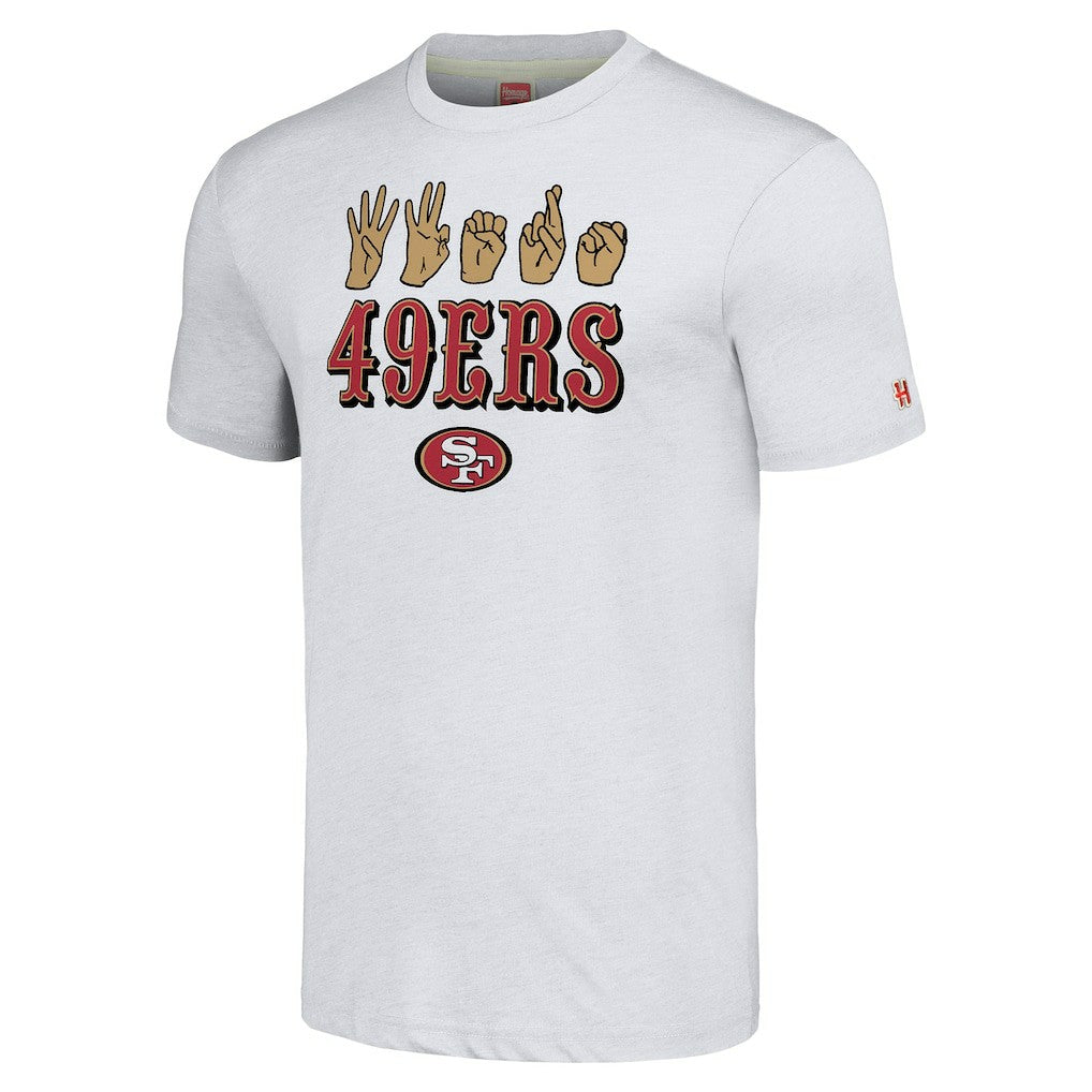 San Francisco 49ers Homage Unisex The NFL ASL Collection by Love Sign American Sign Language T-Shirt Ash
