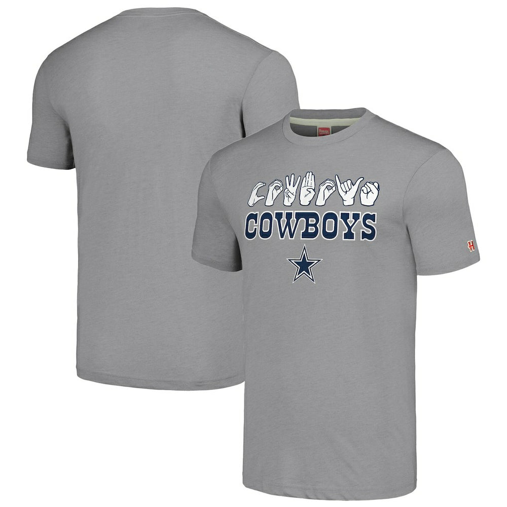 Dallas Cowboys Homage Unisex The NFL ASL Collection by Love Sign American Sign Language T-Shirt Gray
