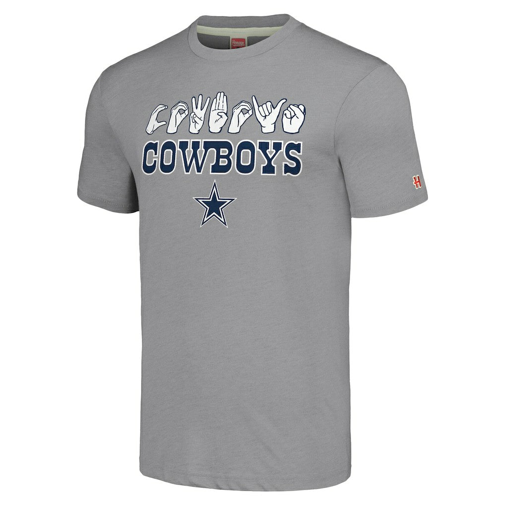 Dallas Cowboys Homage Unisex The NFL ASL Collection by Love Sign American Sign Language T-Shirt Gray
