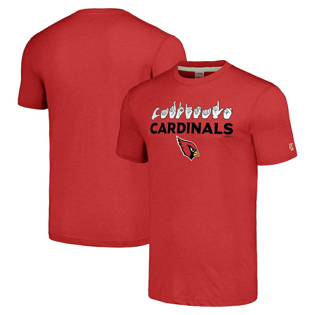 Arizona Cardinals Homage Unisex The NFL ASL Collection by Love Sign American Sign Language T-Shirt Red