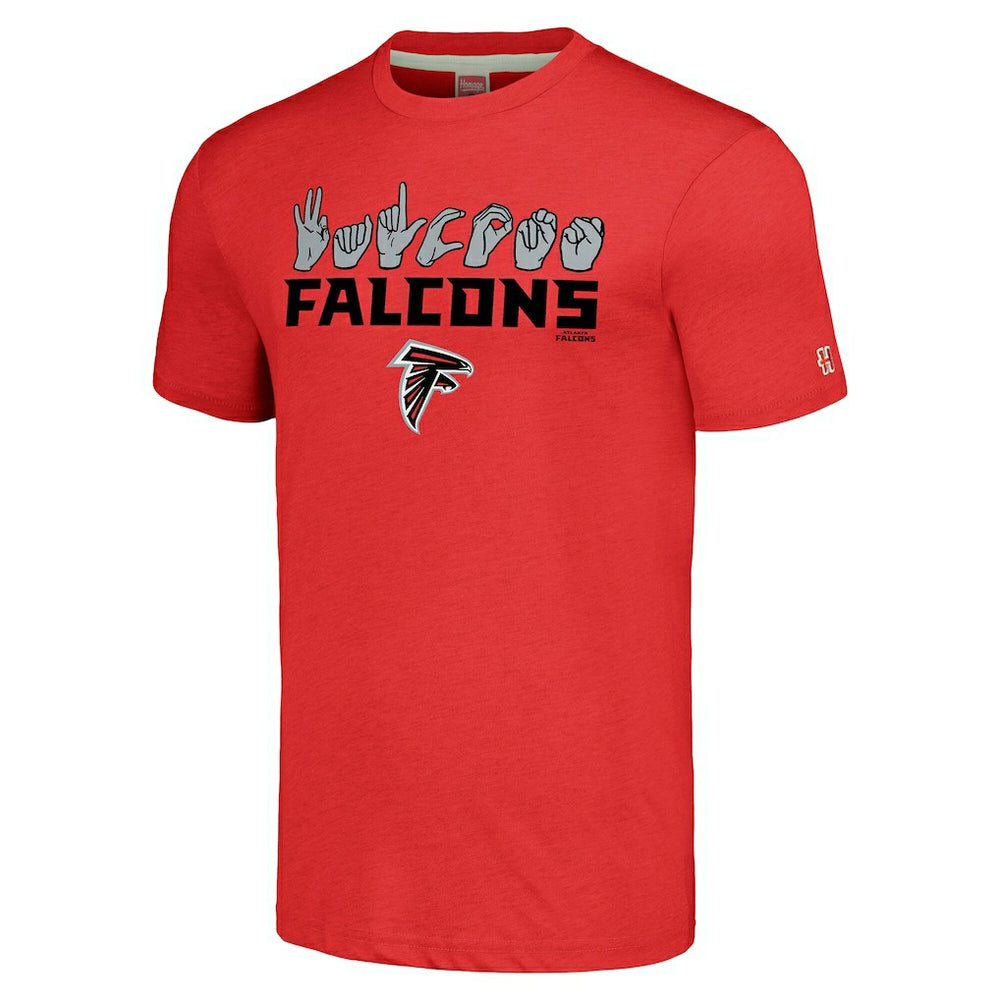 Atlanta Falcons Homage Unisex The NFL ASL Collection by Love Sign American Sign Language T-Shirt Red