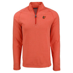 Baltimore Orioles Cutter & Buck Peshastin Eco Fleece Recycled Raglan Quarter-Zip Top - Heather Orange - MLB Lifestyle