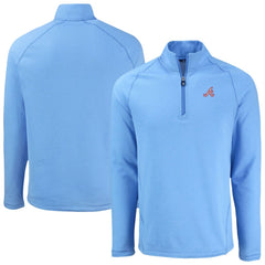 Atlanta Braves Cutter & Buck Peshastin Eco Fleece Recycled Raglan Quarter-Zip Top - Heather Light Blue - MLB on Sale