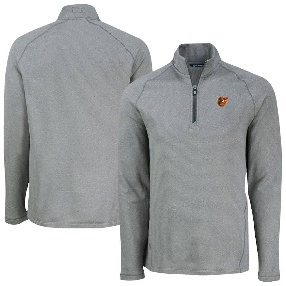Baltimore Orioles Cutter & Buck Peshastin Eco Fleece Recycled Raglan Quarter-Zip Top - Heather Gray - MLB Online