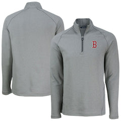 Boston Red Sox Cutter & Buck Peshastin Eco Fleece Recycled Raglan Quarter-Zip Top - Heather Gray - MLB Discount