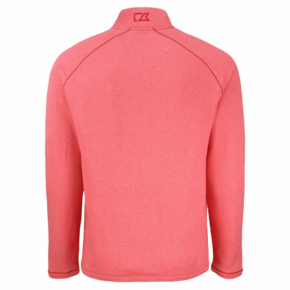 Cleveland Guardians Cutter & Buck Peshastin Eco Fleece Recycled Raglan Quarter-Zip Top - Heather Red - MLB on Sale