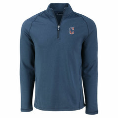 Cleveland Guardians Cutter & Buck Peshastin Eco Fleece Recycled Raglan Quarter-Zip Top - Heather Navy - MLB Discount
