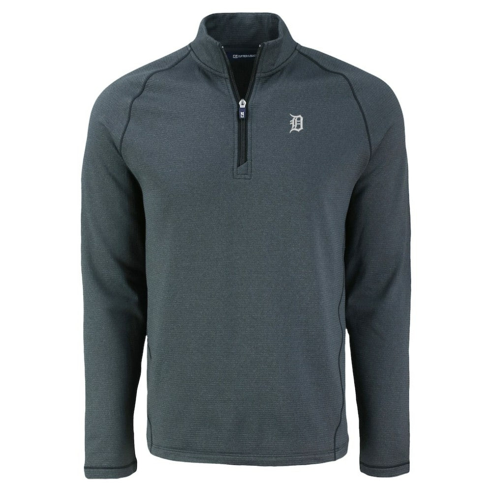 Detroit Tigers Cutter & Buck Peshastin Eco Fleece Recycled Raglan Quarter-Zip Top - Heather Black - MLB on Sale
