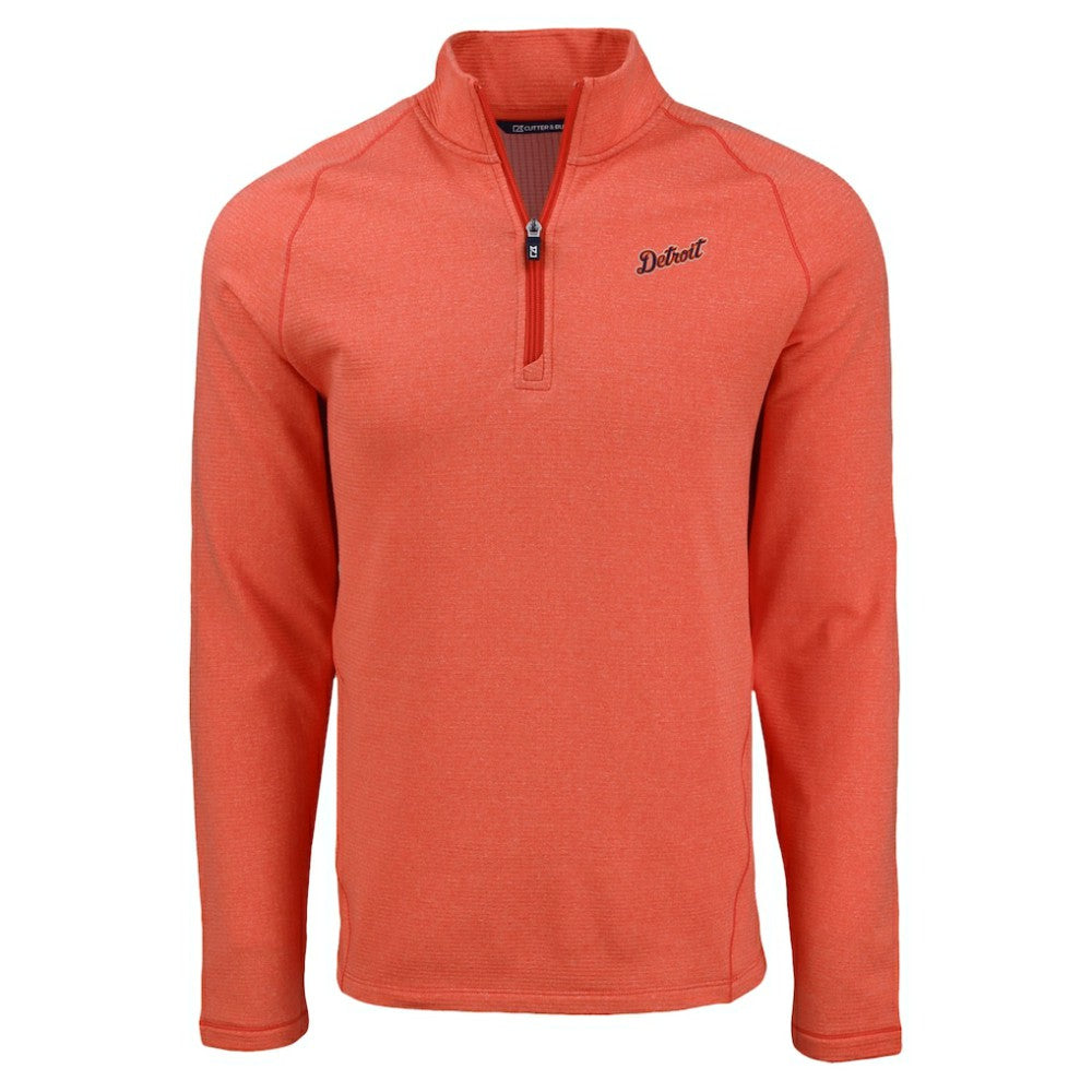 Detroit Tigers Cutter & Buck Peshastin Eco Fleece Recycled Raglan Quarter-Zip Top - Heather Orange - MLB Discount