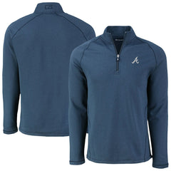 Atlanta Braves Cutter & Buck Peshastin Eco Fleece Recycled Raglan Quarter-Zip Top - Heather Navy - MLB Discount