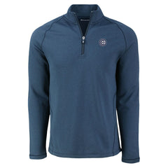 Chicago Cubs Cutter & Buck Peshastin Eco Fleece Recycled Raglan Quarter-Zip Top - Heather Navy - MLB Discount