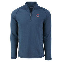 Chicago Cubs Cutter & Buck Peshastin Eco Fleece Recycled Raglan Quarter-Zip Top - Heather Navy - MLB Online