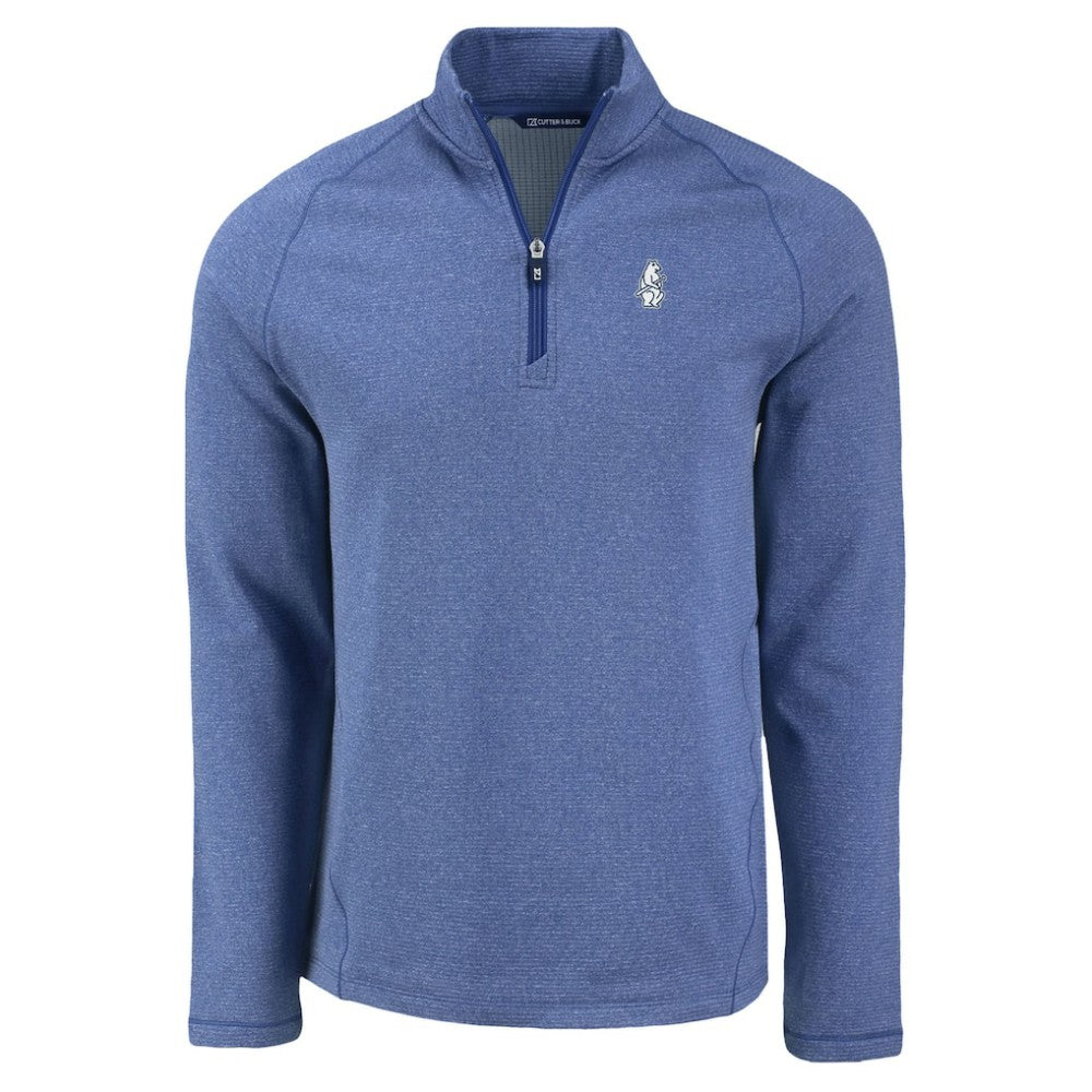 Chicago Cubs Cutter & Buck Peshastin Eco Fleece Recycled Raglan Quarter-Zip Top - Heather Royal - MLB Lifestyle
