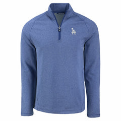 Los Angeles Dodgers Cutter & Buck Peshastin Eco Fleece Recycled Raglan Quarter-Zip Top - Heather Blue - MLB Online