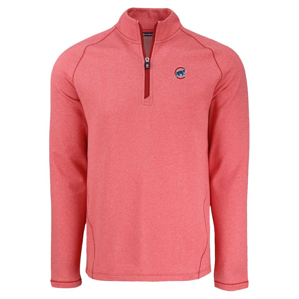Chicago Cubs Cutter & Buck Peshastin Eco Fleece Recycled Raglan Quarter-Zip Top - Heather Red - MLB Lifestyle