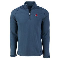 Boston Red Sox Cutter & Buck Peshastin Eco Fleece Recycled Raglan Quarter-Zip Top - Heather Navy - MLB on Sale