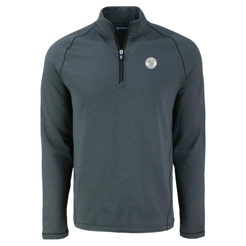 Milwaukee Brewers Cutter & Buck Peshastin Eco Fleece Recycled Raglan Quarter-Zip Top - Heather Black - MLB Lifestyle