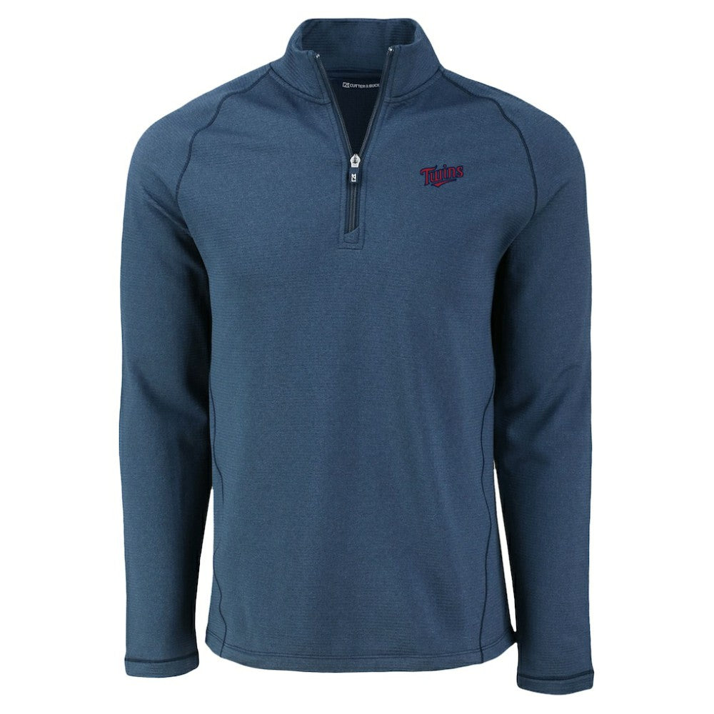 Minnesota Twins Cutter & Buck Peshastin Eco Fleece Recycled Raglan Quarter-Zip Top - Heather Navy - MLB Online