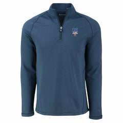 New York Mets Cutter & Buck Peshastin Eco Fleece Recycled Raglan Quarter-Zip Top - Heather Navy - MLB Sale