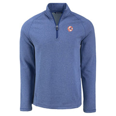 New York Yankees Cutter & Buck Peshastin Eco Fleece Recycled Raglan Quarter-Zip Top - Heather Blue - MLB on Sale