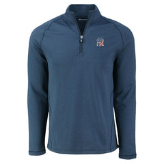 New York Yankees Cutter & Buck Peshastin Eco Fleece Recycled Raglan Quarter-Zip Top - Heather Navy - MLB Sale