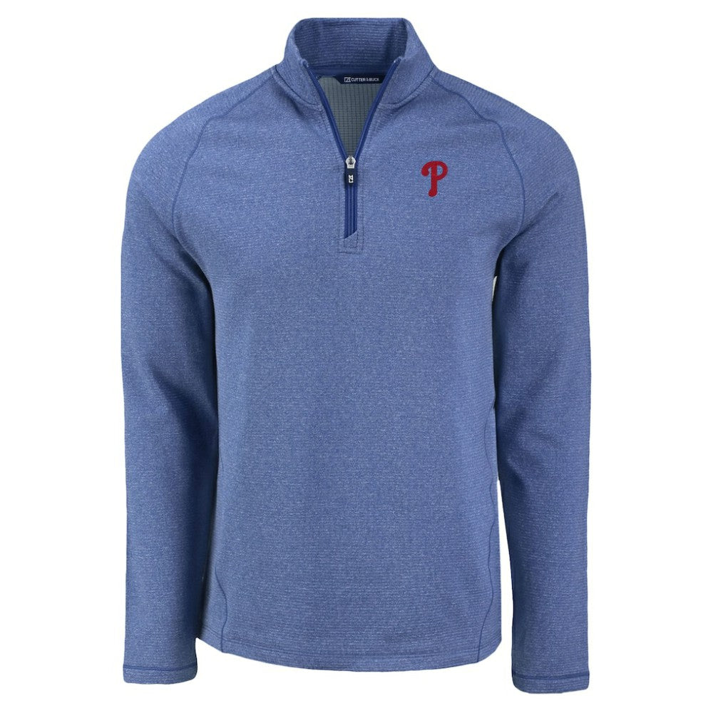 Philadelphia Phillies Cutter & Buck Peshastin Eco Fleece Recycled Raglan Quarter-Zip Top - Heather Royal - MLB Online