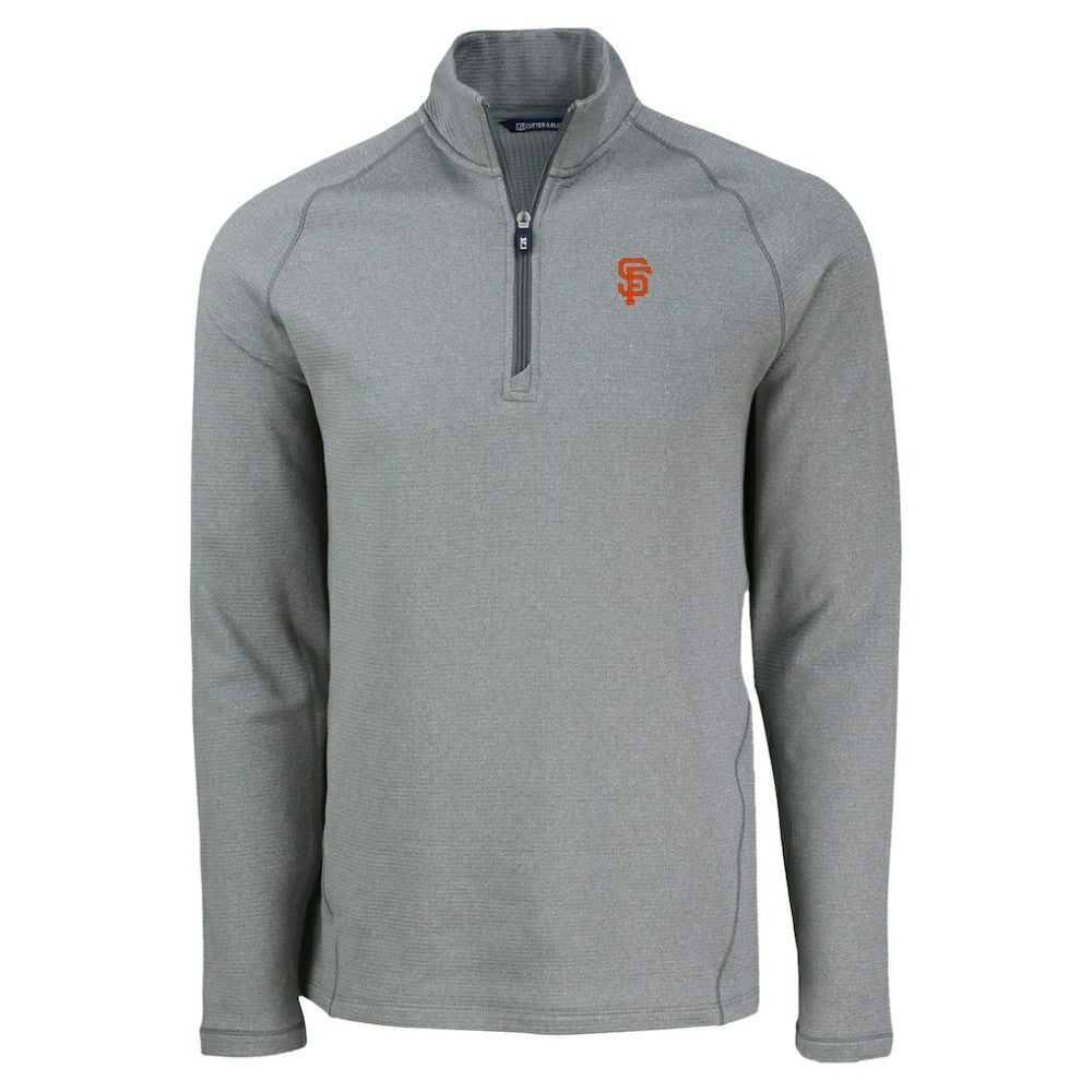 San Francisco Giants Cutter & Buck Peshastin Eco Fleece Recycled Raglan Quarter-Zip Top - Heather Gray - MLB Sale