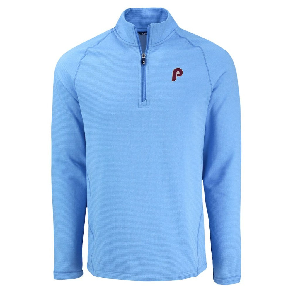 Philadelphia Phillies Cutter & Buck Peshastin Eco Fleece Recycled Raglan Quarter-Zip Top - Heather Light Blue - MLB Online