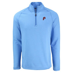 Philadelphia Phillies Cutter & Buck Peshastin Eco Fleece Recycled Raglan Quarter-Zip Top - Heather Light Blue - MLB Online