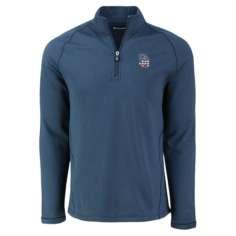 San Diego Padres Cutter & Buck Peshastin Eco Fleece Recycled Raglan Quarter-Zip Top - Heather Navy - MLB Online
