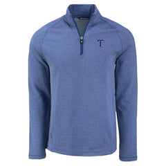 Texas Rangers Cutter & Buck Peshastin Eco Fleece Recycled Raglan Quarter-Zip Top - Heather Blue - MLB Online