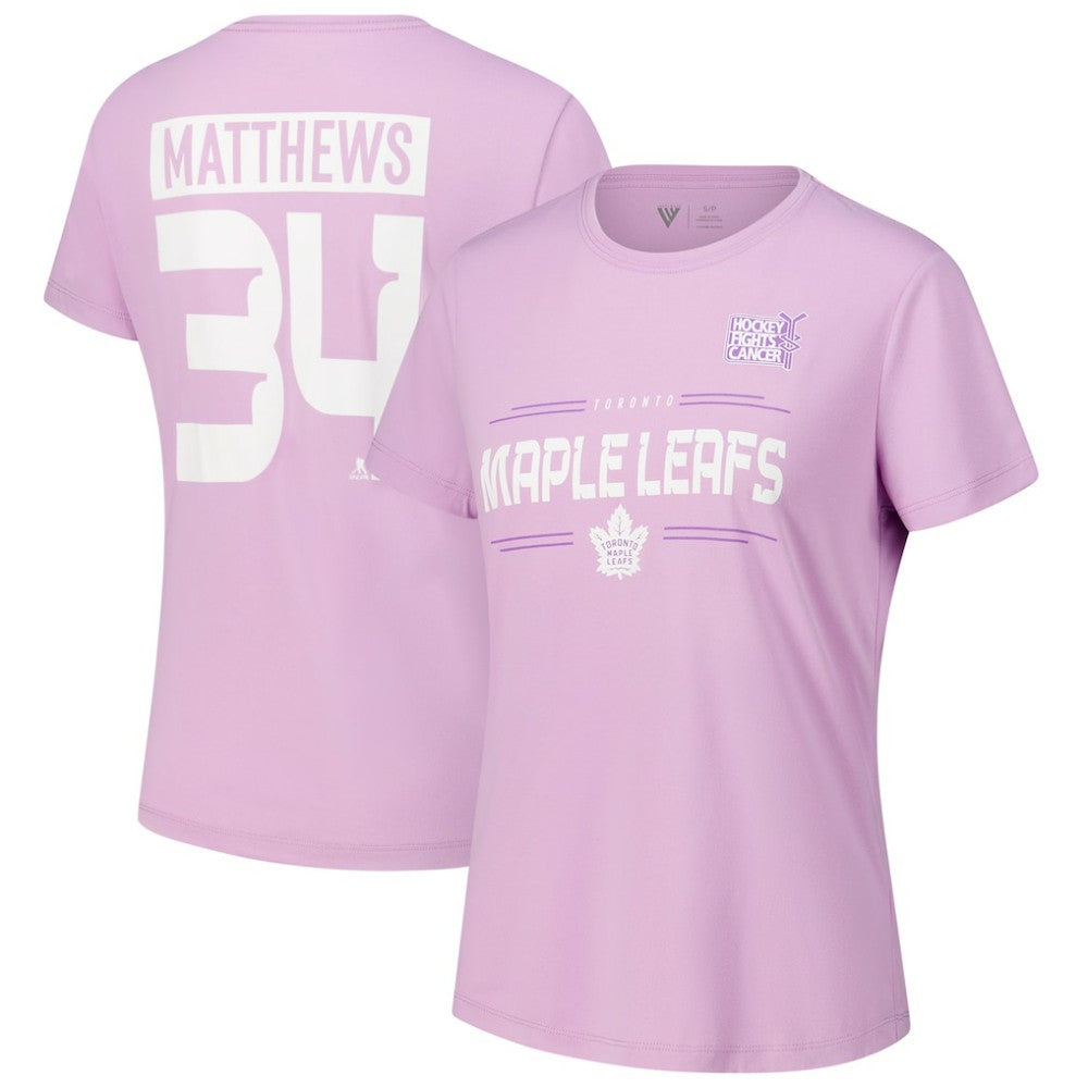 Auston Matthews Toronto Maple Leafs Levelwear Women's Hockey Fights Cancer Anthem Name & Number T-Shirt - Lavender - NHL 202088228