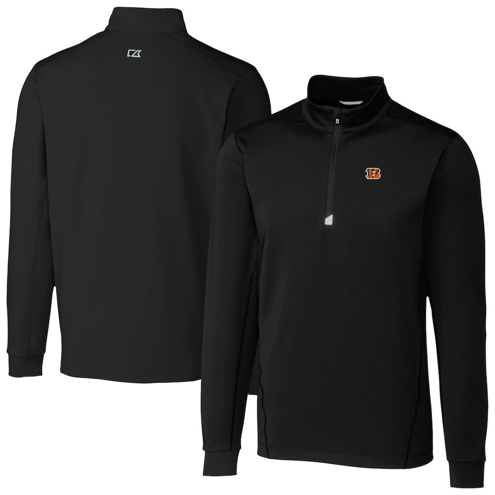 Cincinnati Bengals Cutter & Buck Traverse Stretch Quarter-Zip Top Black