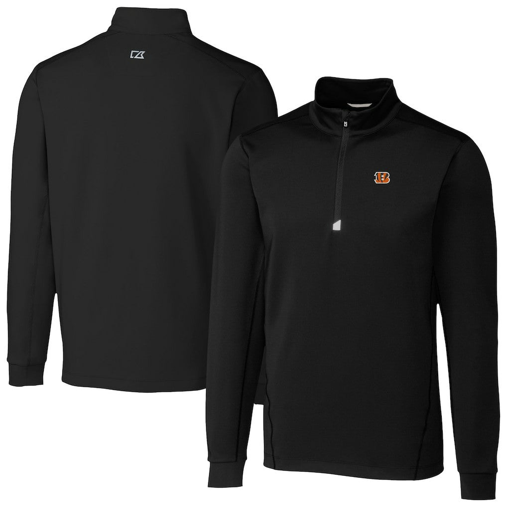 Cincinnati Bengals Cutter & Buck Traverse Stretch Quarter-Zip Top Black