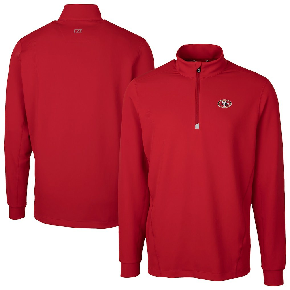 San Francisco 49ers Cutter & Buck Traverse Stretch Quarter-Zip Top Red