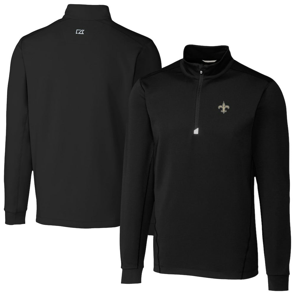 New Orleans Saints Cutter & Buck Traverse Stretch Quarter-Zip Top Black