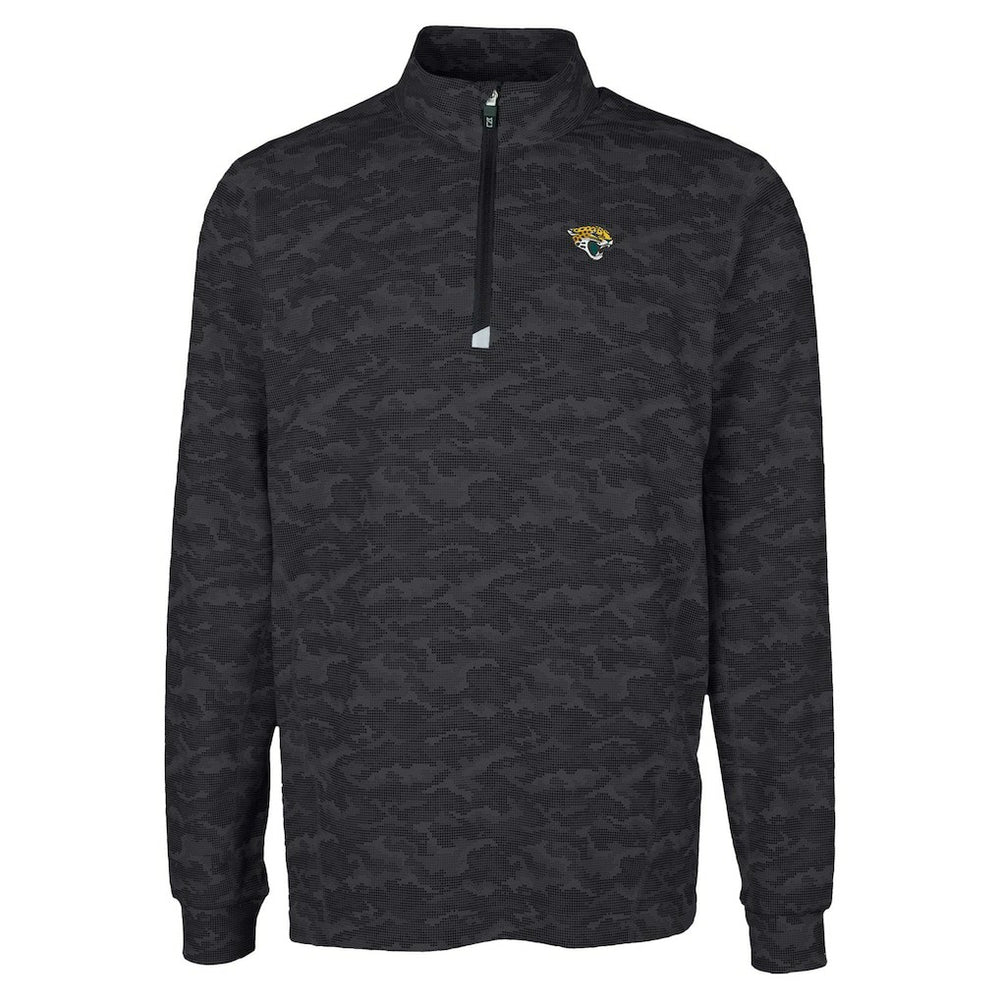 Jacksonville Jaguars Cutter & Buck Traverse Camo Print Stretch Quarter-Zip Top Black