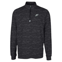 Philadelphia Eagles Cutter & Buck Traverse Camo Print Stretch Quarter-Zip Top Black