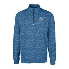Miami Dolphins Cutter & Buck Traverse Camo Print Stretch Quarter-Zip Top Navy