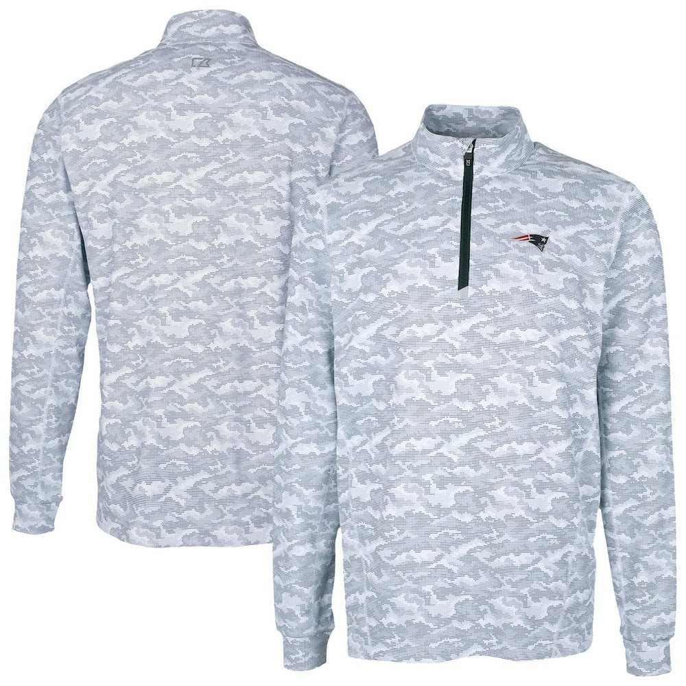 New England Patriots Cutter & Buck Traverse Camo Print Stretch Quarter-Zip Top Charcoal