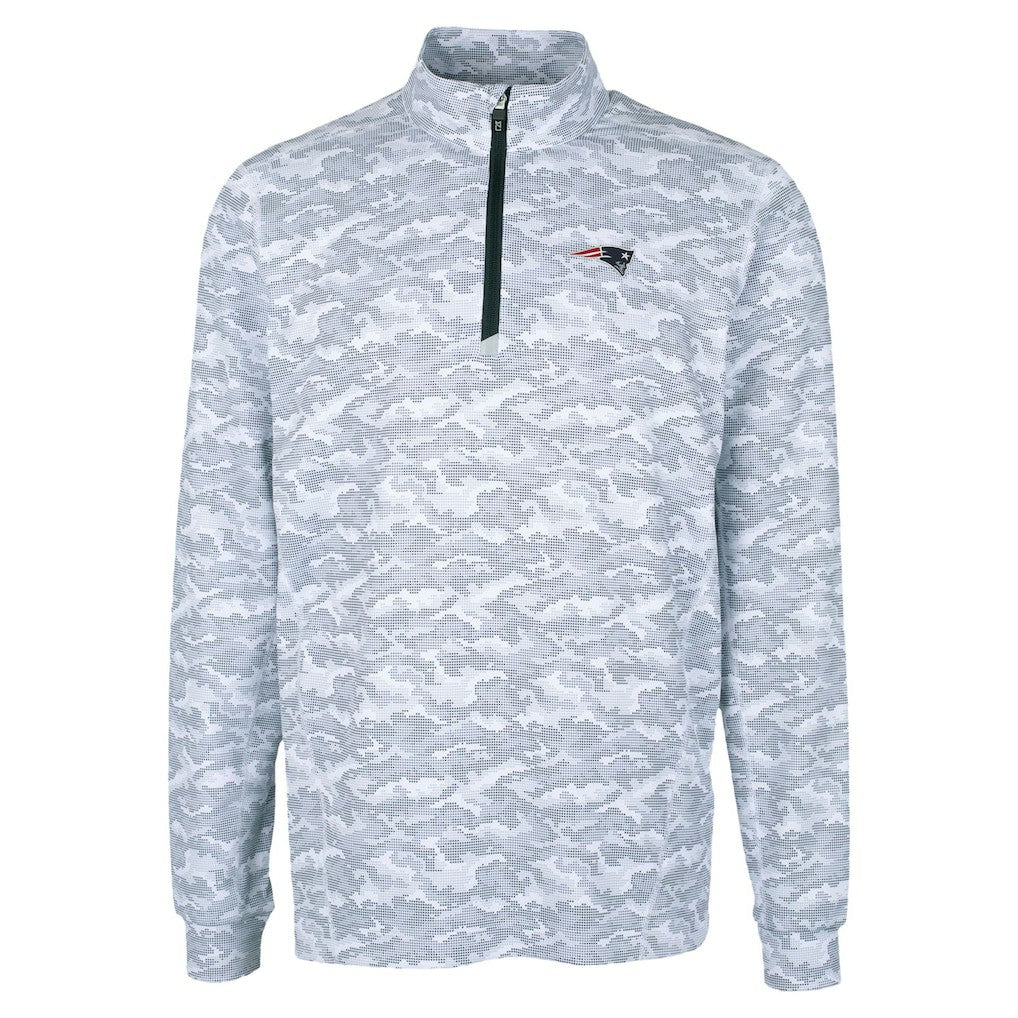 New England Patriots Cutter & Buck Traverse Camo Print Stretch Quarter-Zip Top Charcoal