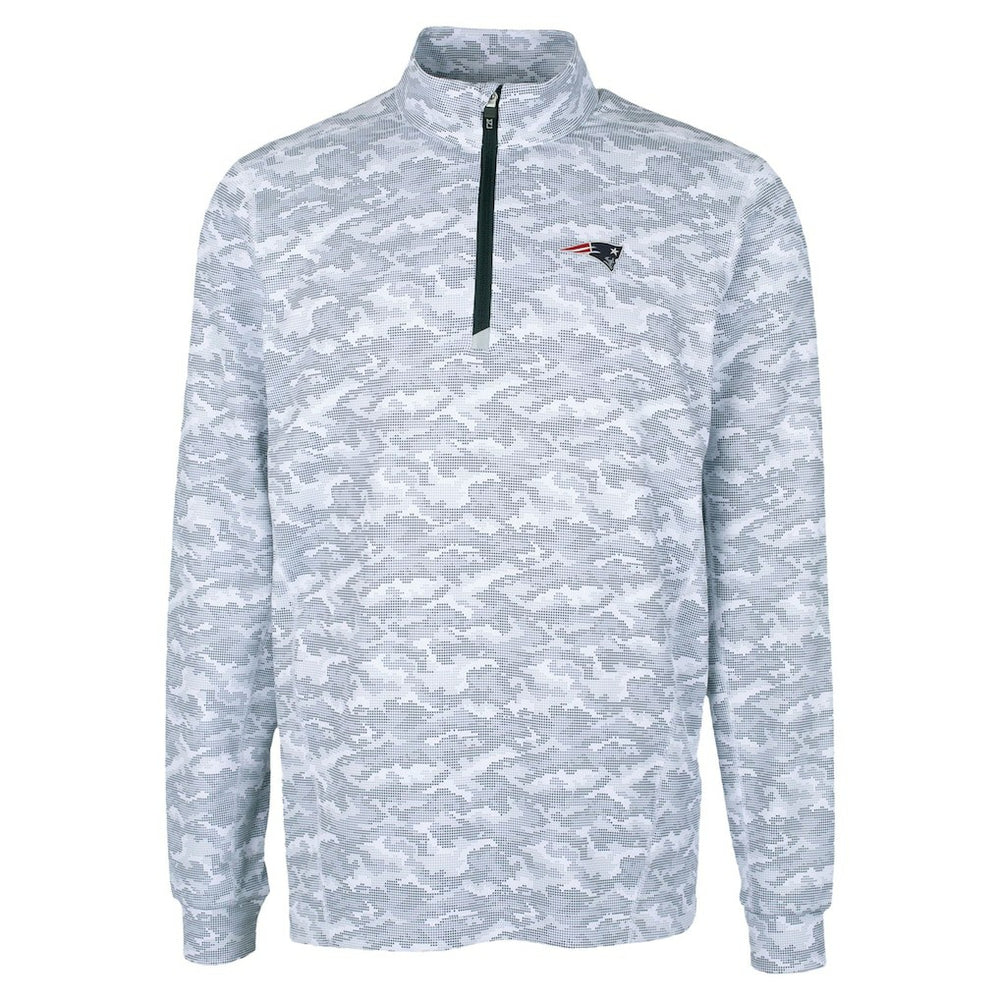 New England Patriots Cutter & Buck Traverse Camo Print Stretch Quarter-Zip Top Charcoal