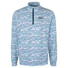 Seattle Seahawks Cutter & Buck Traverse Camo Print Stretch Quarter-Zip Top Navy