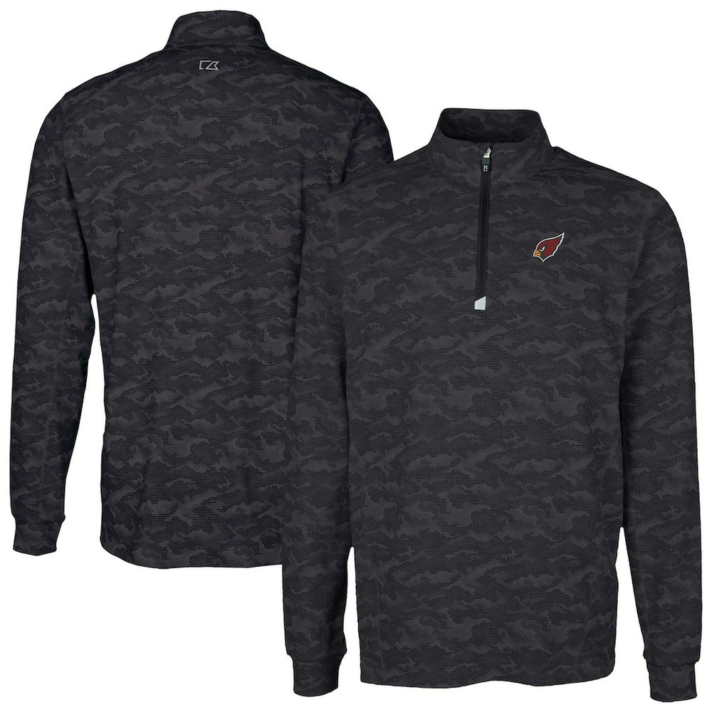 Arizona Cardinals Cutter & Buck Traverse Camo Print Stretch Quarter-Zip Top Black