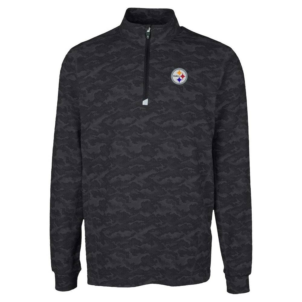 Pittsburgh Steelers Cutter & Buck Traverse Camo Print Stretch Quarter-Zip Top Black