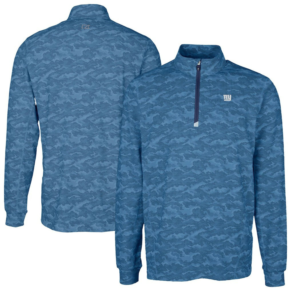 New York Giants Cutter & Buck Traverse Camo Print Stretch Quarter-Zip Top Navy