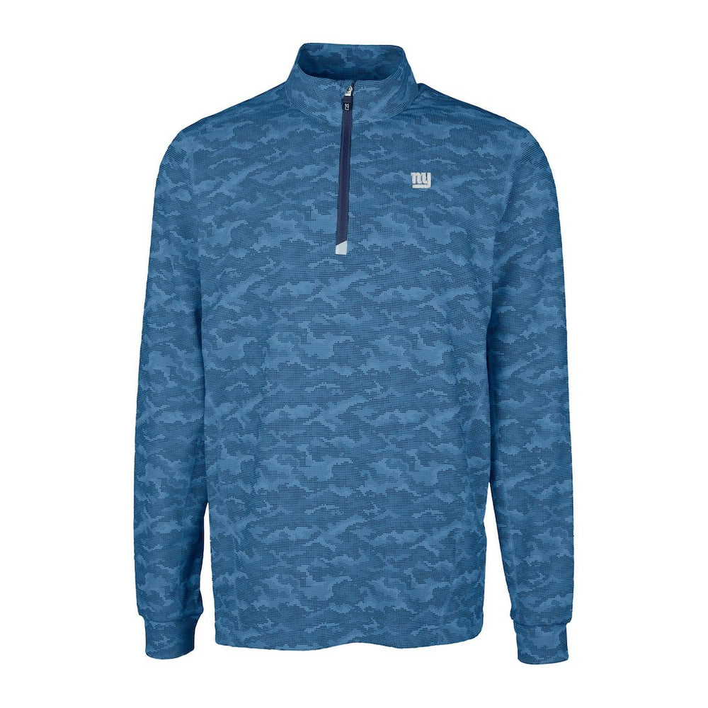 New York Giants Cutter & Buck Traverse Camo Print Stretch Quarter-Zip Top Navy